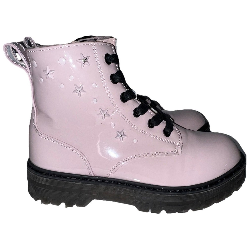 (b3/6N)Apakowa Girls Ankle Boots Lace Up Waterproof Combat Shoes (Size 1.5)